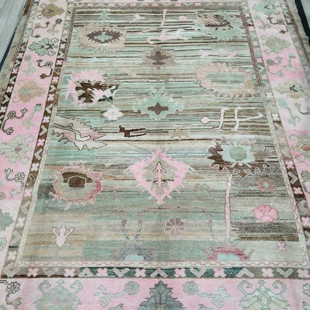 OUSHAK RUG, 12.2 x 9.2  TURKISH Oushak Rug, Vintage Oushak Rug Wool Oushak Rug Hand Made Rugs, Authentic Oushak Rug