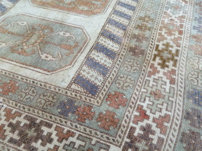 3.9 x 7 OUSHAK RUG TURKISH Oushak Rug Vintage Oushak Runner Rug 4x7 Vintage Runner Rug Wool Oushak Rug Hand Made Rugs Vintage Turkish Rug