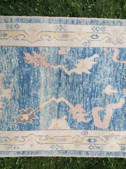 Oushak runner rug 2'10x14'3 turkish new production oushak  runner rug, hallway runner  kitchen runner, handmade wool rugs