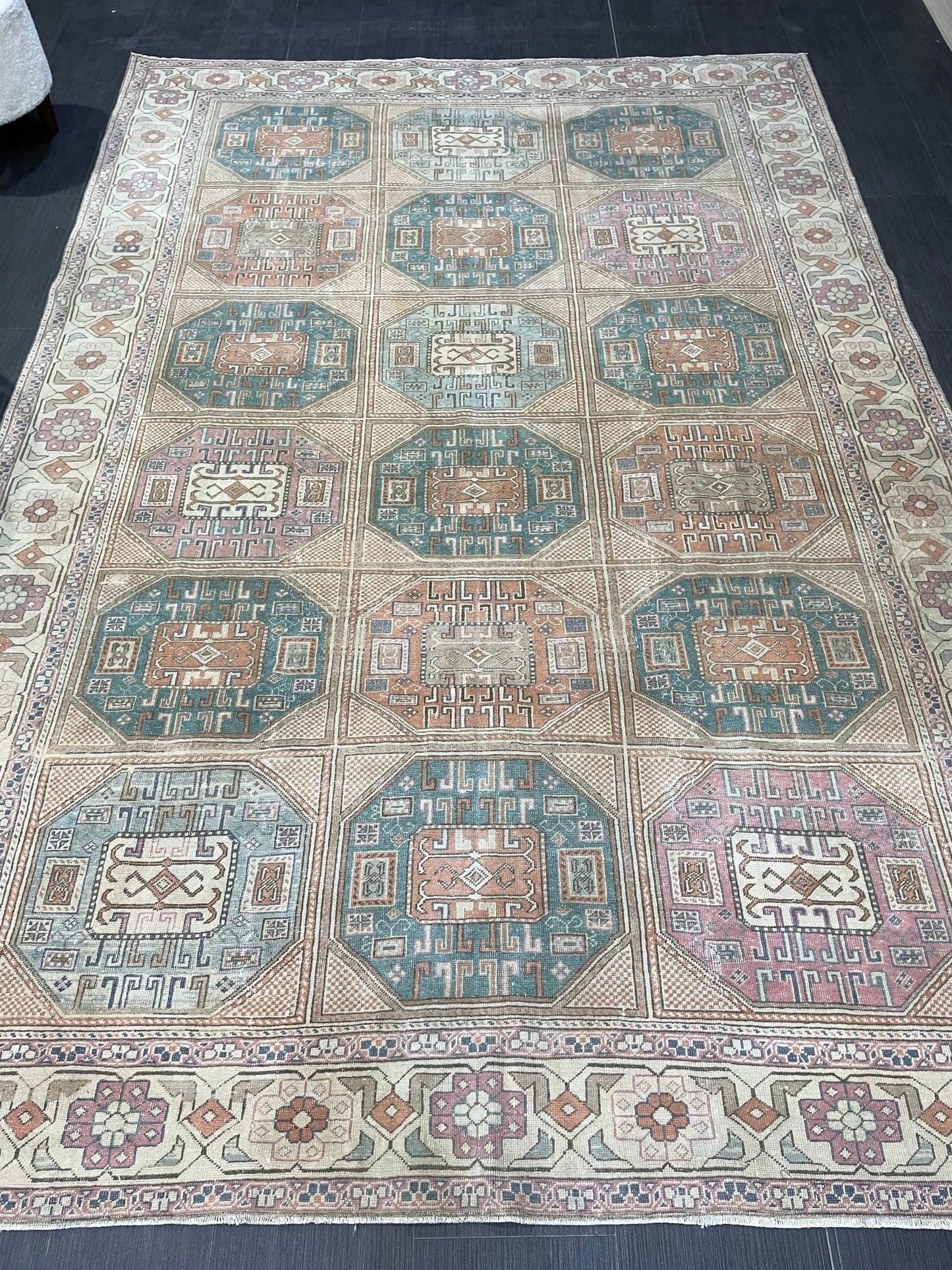 Antique Persian RUG, Turkish Oushak 6.5 x 9.6 Rug, Vintage Rug, Vintage Rug, Wool Muted Fine Knotted Rug, Handmade Rug,