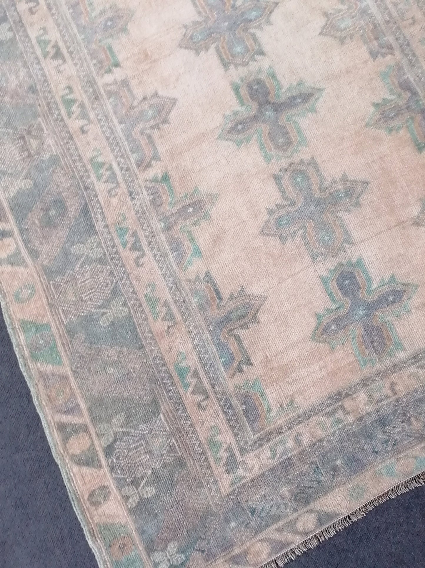 4'10x9 faded vintage turkish runner rug, oushak vintage rug,vintage anatolian rug,unique hand made bohemian