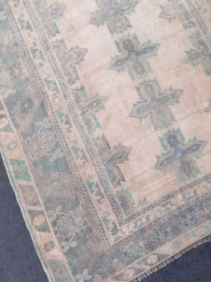 4'10x9 faded vintage turkish runner rug, oushak vintage rug,vintage anatolian rug,unique hand made bohemian