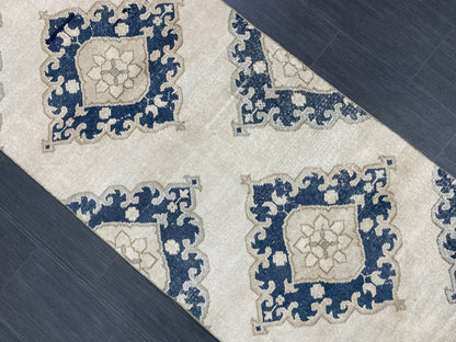 WOOL Hand Knotted Runner Rug Turkish Runner Rug 2.8 x 12.7 Muted Vintage Hallway Runner Rug Kitchen Runner Rug Persian Runner Rug Navy