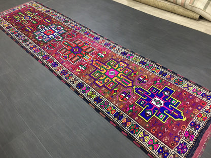 Vintage Runner Rug  3x12 Hand Knotted Runner Rug Turkish Runner Rug Muted Persian Runner Rug Vintage Runner Rug Oriental Runner Rug