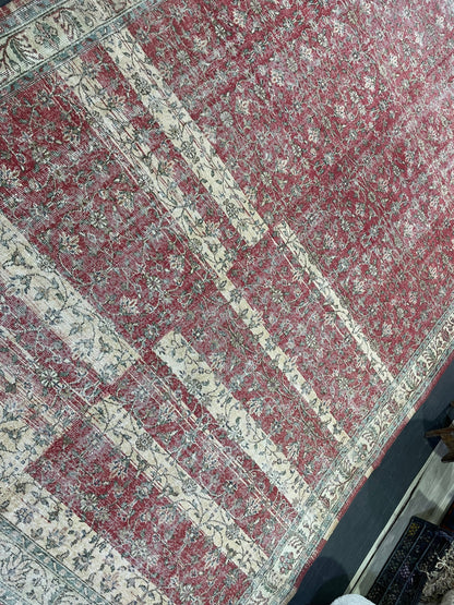 Vintage RUG, TURKISH 8x12 Oushak Rug, Persian Rug, Handmade Large Rug, Wool Antique Rug Hand Knotted Rug,  Floor Art Rug