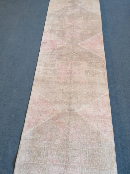 3x12 runner rug,vintage rug,knotted oushak rug,hallway handmade runner