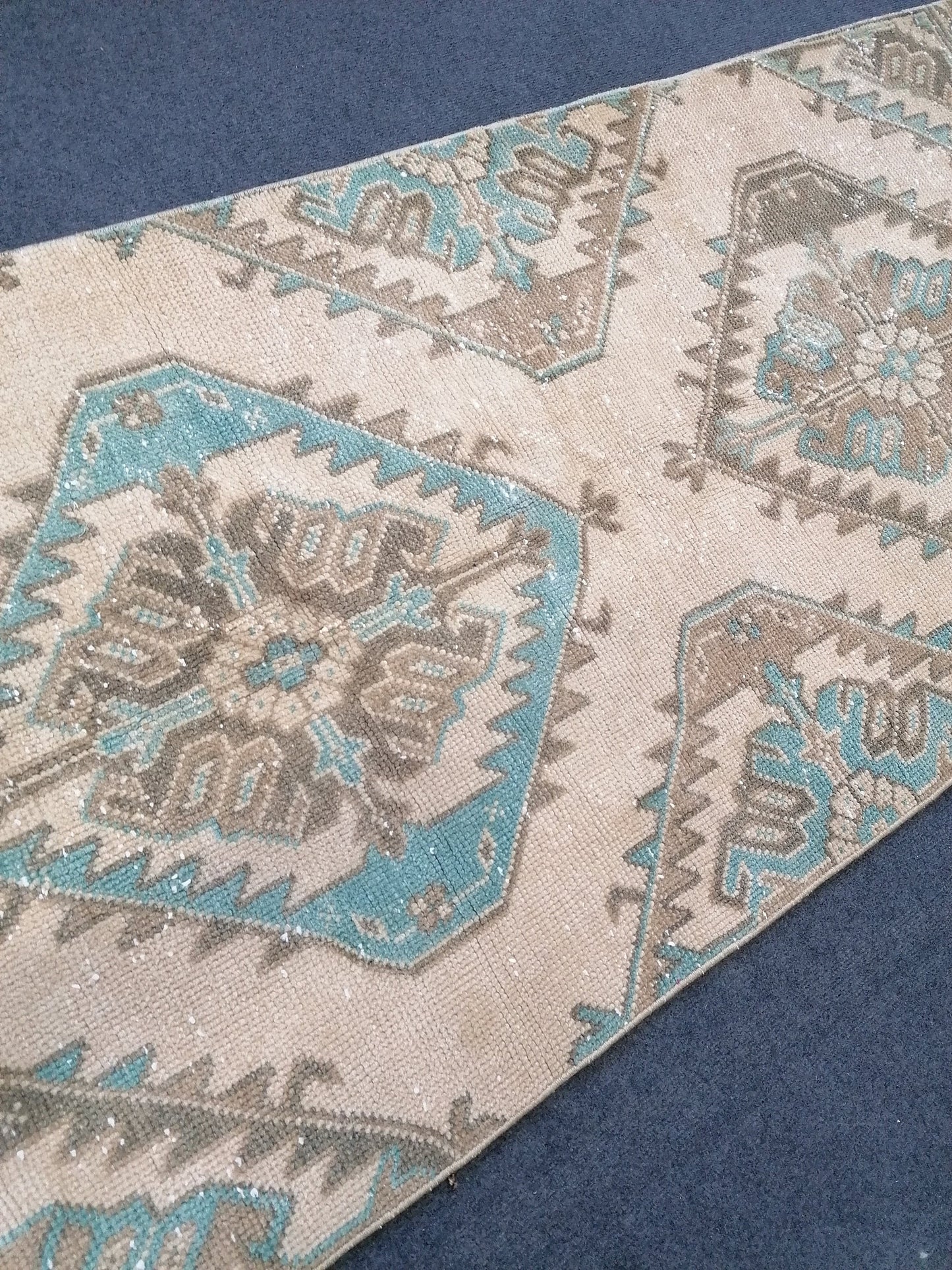 12'4x2'10 turkish runner rug, runner rug, vintage oushak runner rug, kitchen runner rug, hallway runner rug, vintage runner rug