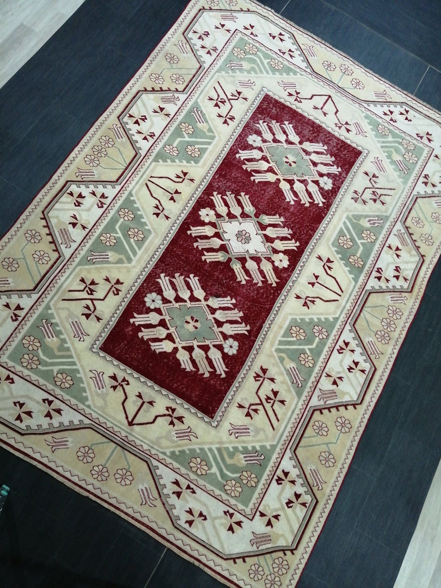 9.3 x 6.5 OUSHAK RUG TURKISH Oushak Rug Vintage Oushak Runner Rug Vintage Runner Rug Wool Oushak Rug Hand Made Rugs Vintage Turkish Rug