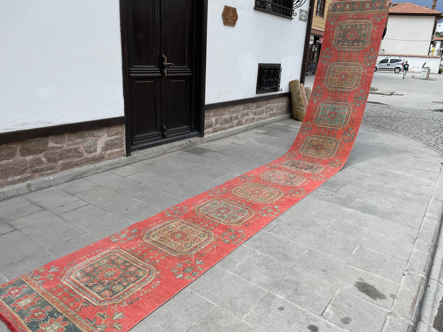 Extra Long Turkish Runner Very Long Oushak Runner Rug 2.6 x 20.5 Vintage Stair Runner Rug XL Oriental Runner Rug Staircase Red Runner