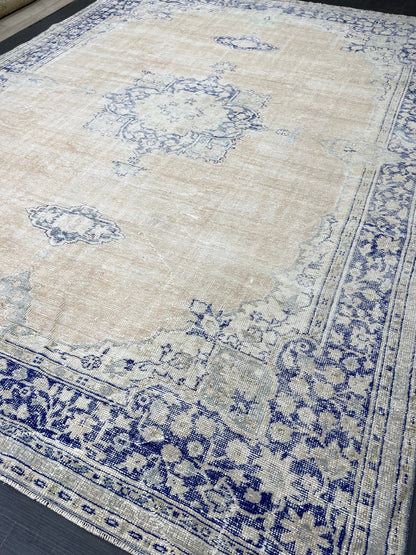 Large Distressed RUG 8 x 10.8 Muted TURKISH Antique Rug Vintage Persian Rug Vintage Rug Wool Oushak Rug HandMade Rug Hand Knotted Rug