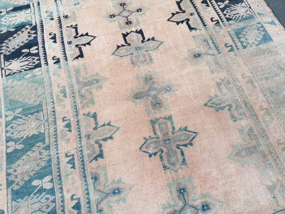 Muted oushak rug 5x8'10large turkish rug,vintage wool rug, hand made rug, living room rug