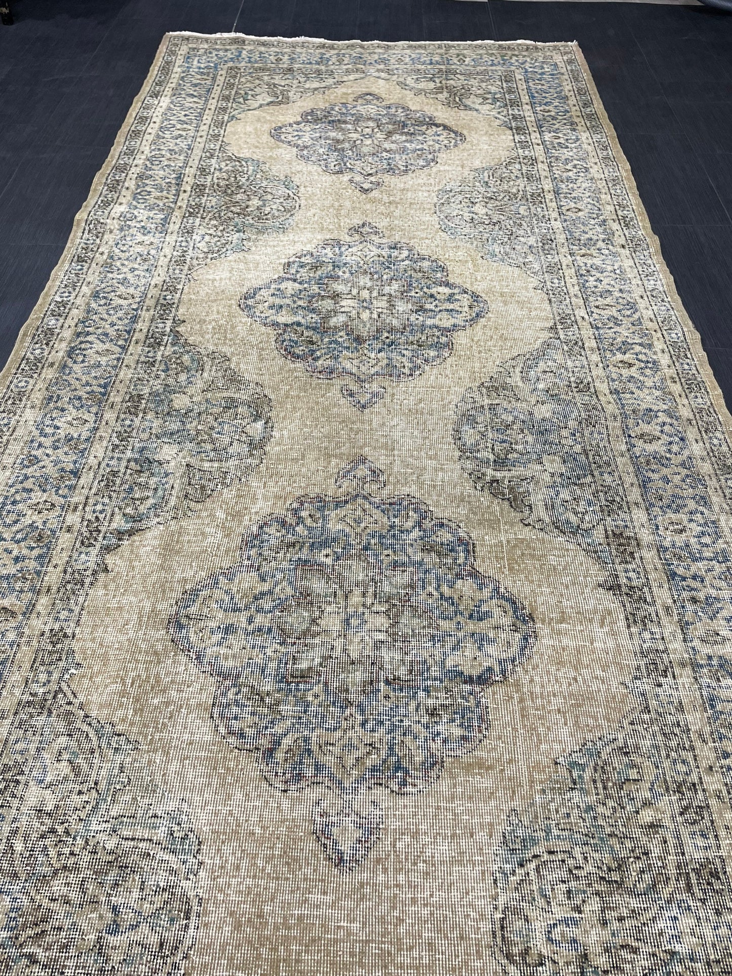 Wool Hand Knotted Rug Vintage 4.8 x 13 Runner Oushak Runner Rug Turkish Runner Rug Vintage Runner Rug Star Kitchen Runner Natural Wool