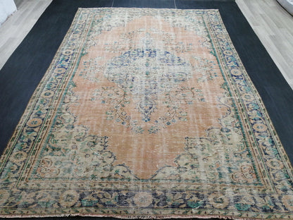 9.8 x 6.8 OUSHAK RUG TURKISH Oushak Rug Vintage Oushak Runner Rug Vintage Runner Rug Wool Oushak Rug Hand Made Rugs Vintage Turkish Rug