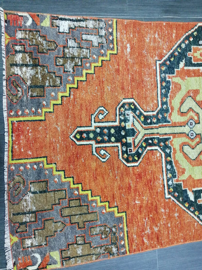 7.5 X 3 DISTRESSED Oushak Runner Rug Turkish Runner Rug Vintage Runner Rug Hallway Runner Rug Kitchen Runner Rug Wool Runner Rugl Oushak Rug