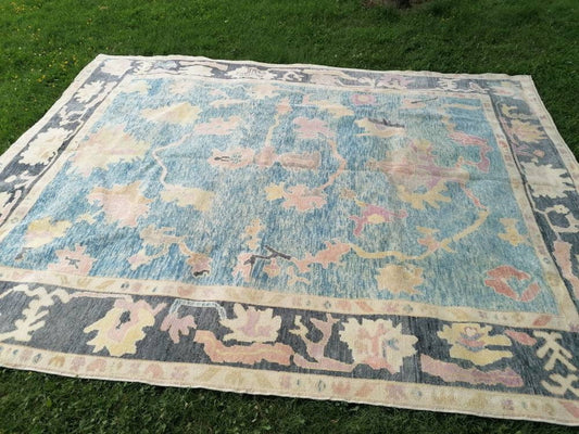 8.7x9.3 feet oversize vintage rug, new turkish rug, oversize living room rug, handmade wool lounge area oversize rug, bohemian anatolian rug