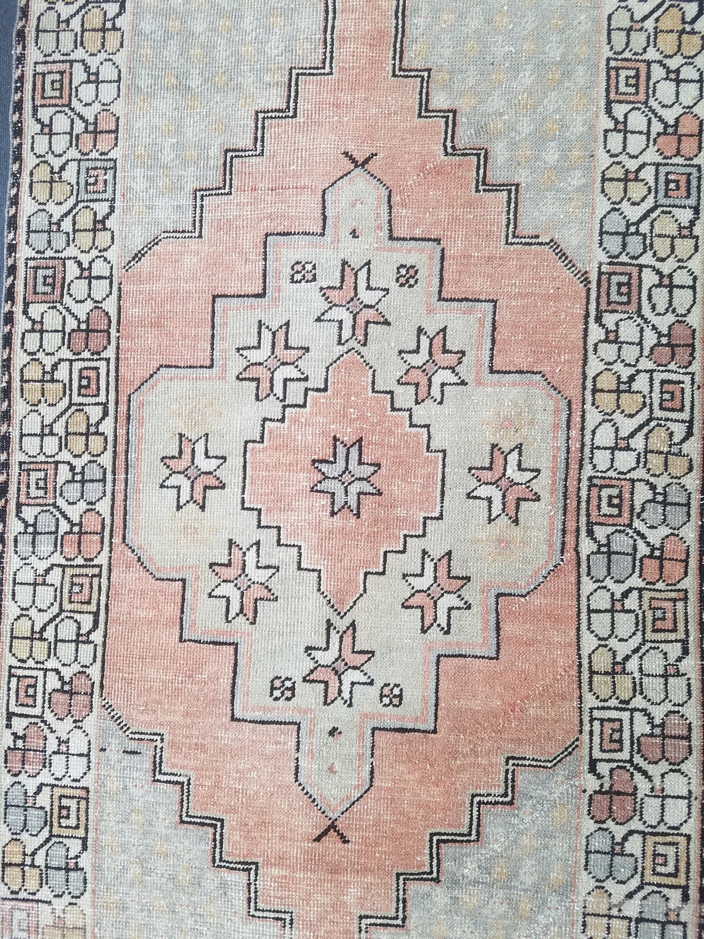 Pastel turkish rug, vintage area rug, oushak rug, wool rug,  handmade rug 6'6*3'6 feet