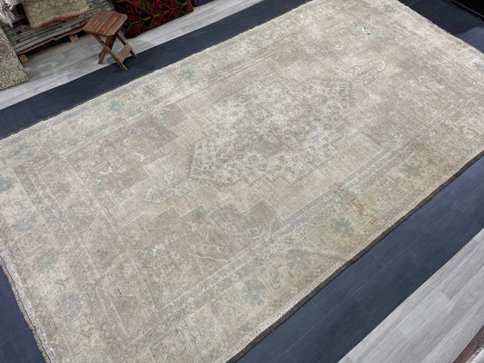 Muted Turkish RUG Oushak 7.4 x 13.5 Rug Vintage Oriental Rug Vintage Persian Rug Wool Hand Knotted Rug Handmade Rug Vintage Turkish Rug