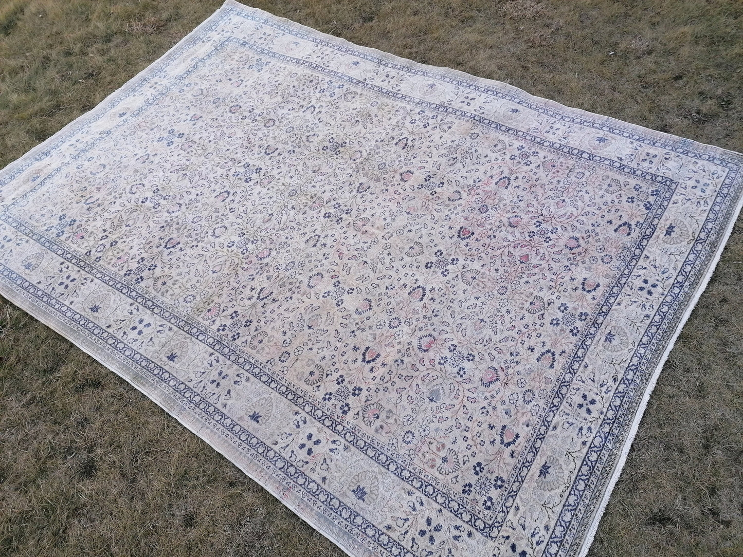 7.8 x 10.10 Vintage turkısh rug, vintage oushak rug, wool anatolian rug