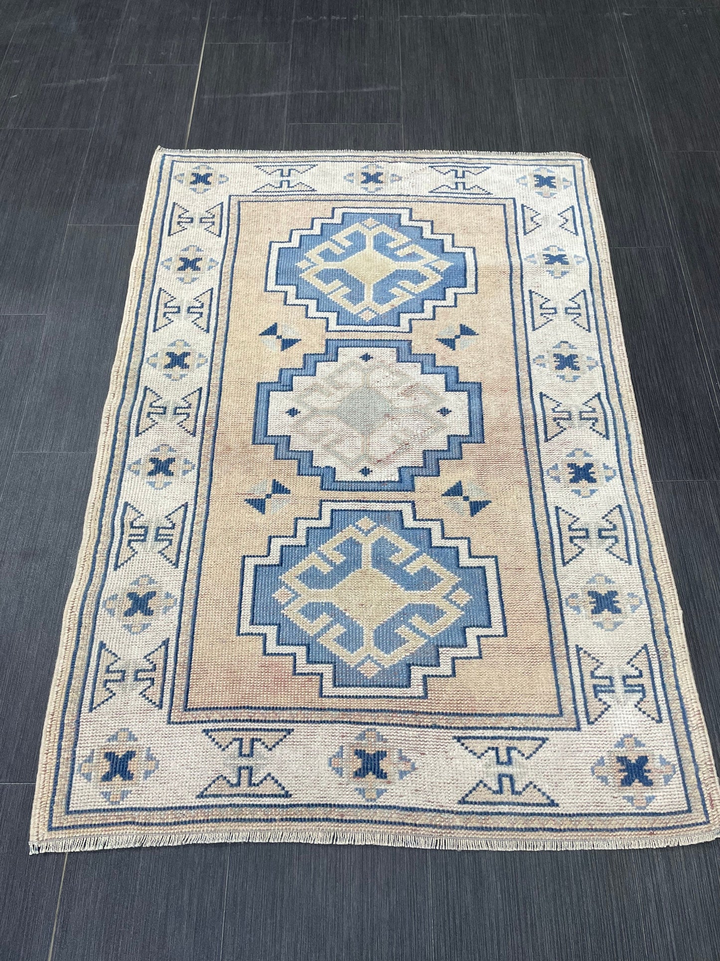 Hand Knotted Rug, Wool RUG, TURKISH Rug 3x4 ft, Vintage Oushak Rug, Vintage Persian Rug, Wool Oushak Rug, Handmade Vintage Rug