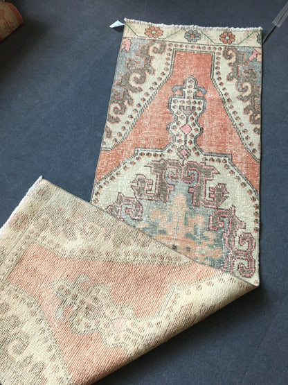 2x7 feet handmade vintage runner rug, overlong turkish floor runner, kitchen floor runner, laundry area runner rug, oushak hallway runners