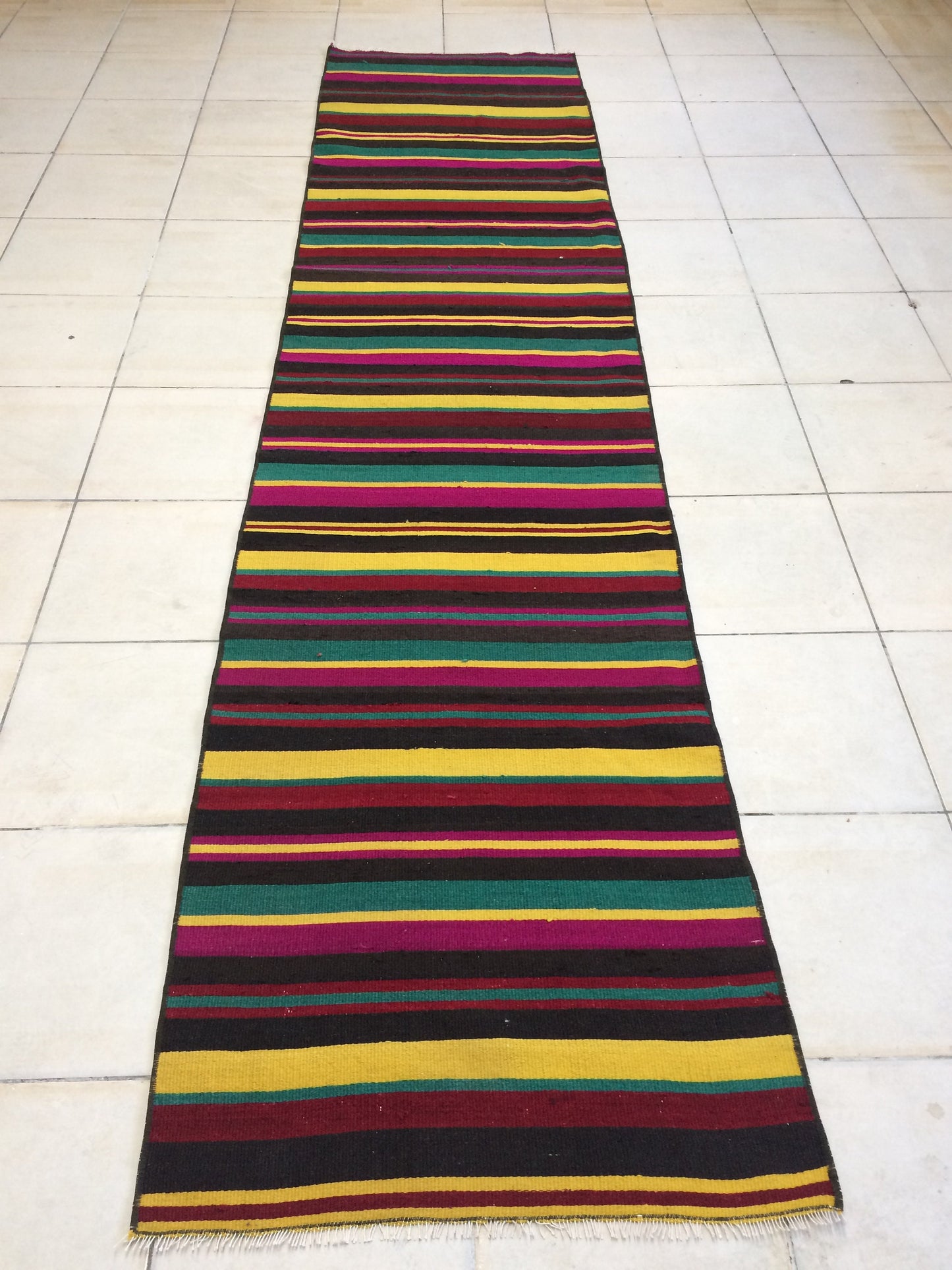 2.6 x 10.4 Flat Woven Oushak Runner Rug Turkish Flat Weave Runner Rug Vintage Runner Rug Hallway Runner Rug Kitchen Runner Rug Wool Runner