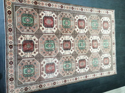 Turkish Rug, Vintage Oushak Rug, Oriental Rugs, Wool Rug, 9.4 x 6.2 High Pile Farmhouse Rug, Vintage Rug, Hand Made Rug Persian Rug 6x9 rug