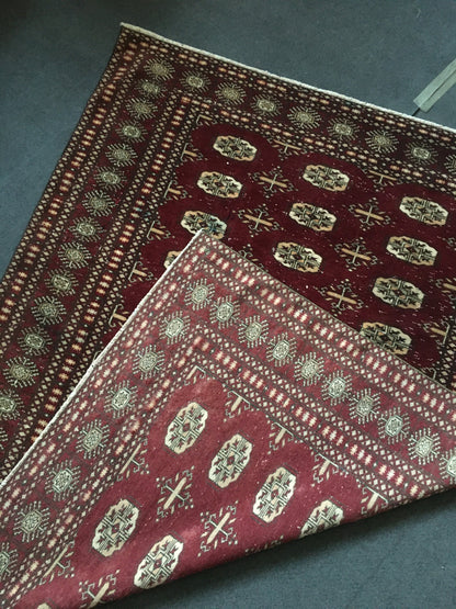 4.3x5.4 feet wool new turkish rug, handmade vintage kitchen rug, large wide living room rug, persian motif red rug, brown bedroom floor rugs