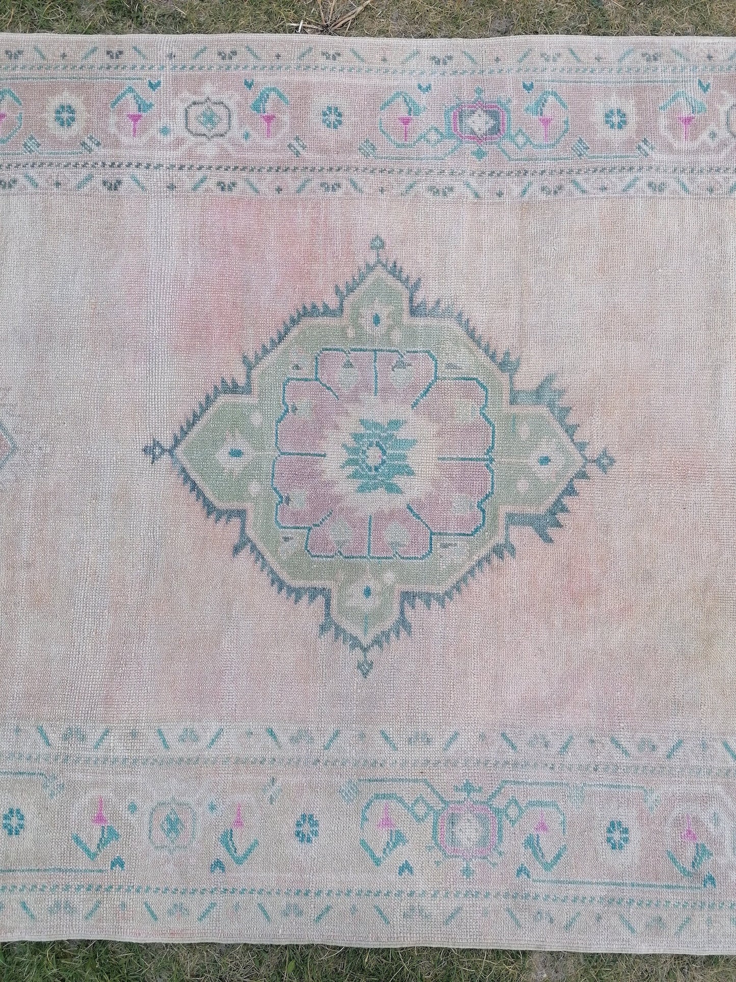 Oushak runner rug, turkish runner, vintage wool runner rug 4'10x11'6 hallway hand made rug, kitchen runner bohemian rug