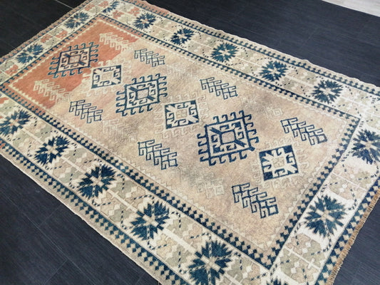 4.6 X 7.2 OUSHAK RUG TURKISH Oushak Rug Vintage Oushak Runner Rug Vintage Runner Rug Wool Oushak Rug Hand Made Rugs Vintage Turkish Rug