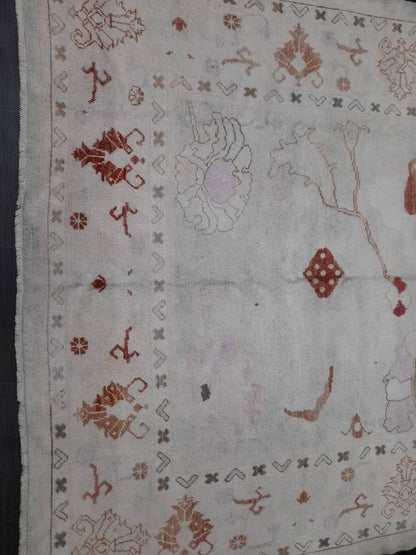 8.8 x 12.3 Muted Vintage OUSHAK RUG TURKISH Muted Oushak Rug Vintage Rug Wool Oushak 9x12 Rug Hand Made Rug Authentic Oushak Rug