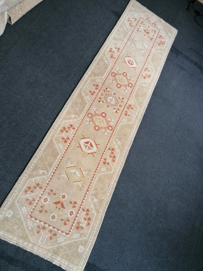Runner rug, 10'x2'6, soft turkish runner rug, mudet vintage runner rug ,hallway runner rug, kitchen runner rug turkish oushak runner rug