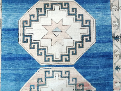 Blue Wool Rugs, 6.5 x 4.2 Vintage Hand Made Rug, Oushak Rug, Turkish Rug, Farmhouse Rug, Vintage Rug, Wool rug Oriental Rug