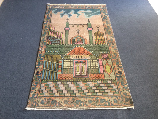 Turkish Rug, Oushak Rug, Oushak Rugs, Wool Oushak Rug, sufi mevlana Tapestry  Rug, Farmhouse Rug, Vintage Rug, Prayer Rug, Hand Made Rug