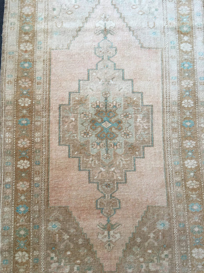 3x5 feet handmade muted turkish wool rug, vintage oushak bedroom rug, kitchen floor large rug, living room middle area rug,bohem natural rug