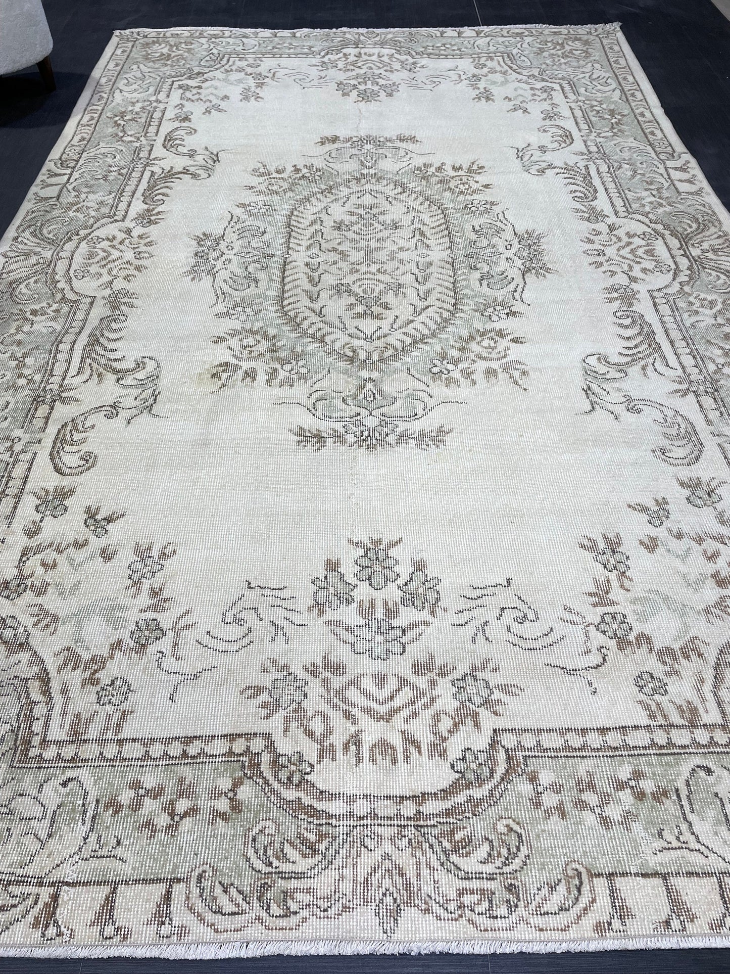 Large Area OUSHAK RUG, TURKISH 6.4 x 10 Rug, Muted Vintage  Rug, Handmade Rug, Antique Hand Knotted Rug, Persian Rug, Muted Oriental rug