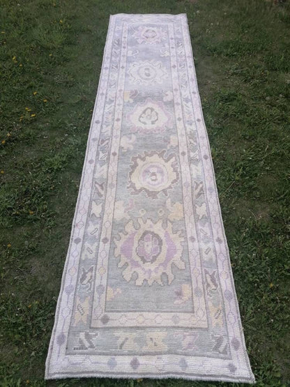 Oushak wool runner 3x12 turkish oushak new produced handmade rug, hallway runner rug
