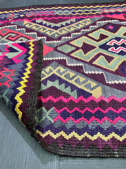 Vintage Runner rug 3 x 13 Handmade Flat woven Runner Kilim Runner Rug Oriental Runner Vintage Turkish Runner Flat weave Rug Wool Carpet Rug