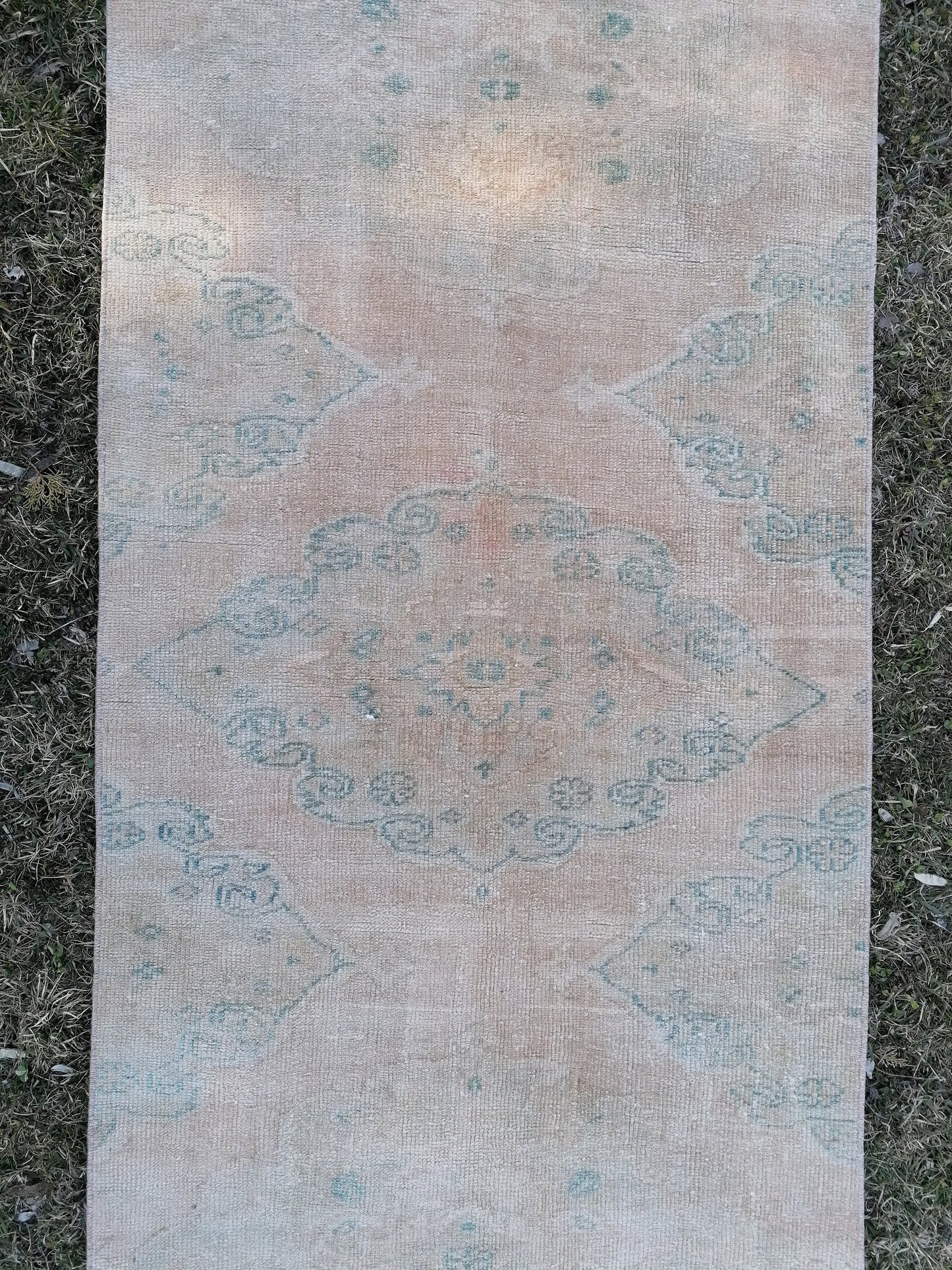 2'9x23'6 oushak turkish runner rug, vintage turkish runner rug, hallway hand made wool rug, kitchen runner rug