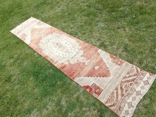 2x10 feet long vintage runner, turkish wool runner, handmade runner rug, oushak runner rug, kitchen runner rug, hallway runner, corridor rug