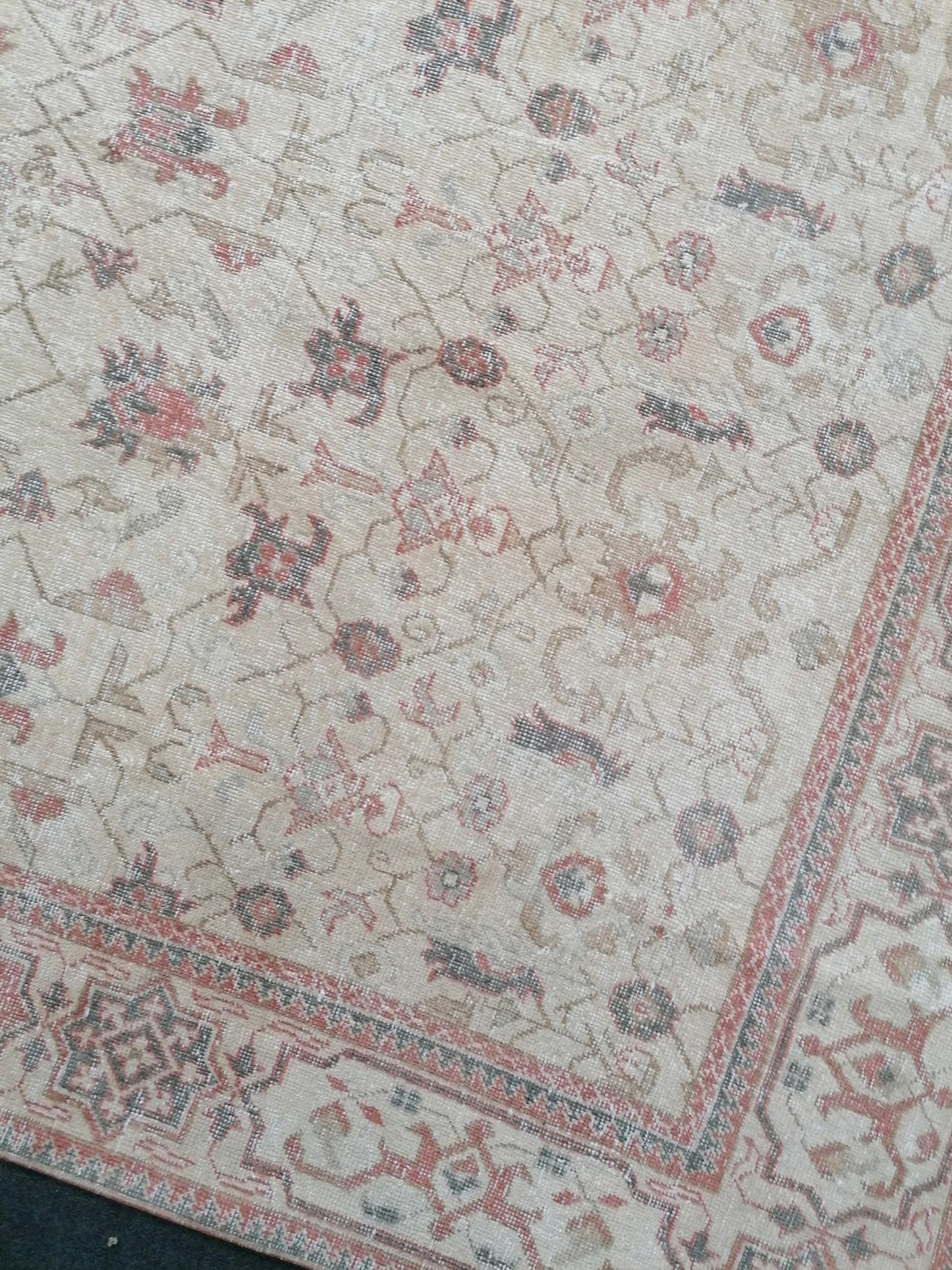 Vintage rug 6'10x10'4 large turkish rug, pastel vintage turkish rug, oushak hand made wool rug, large living room rug, bohemian rug