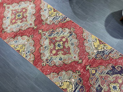 Oushak Runner Rug, Muted Vintage Runner 2.8 x 12.8 Rug, Hallway Runner Rug, Kitchen Runner Rug Wool Runner Rug Wool Oushak Rug