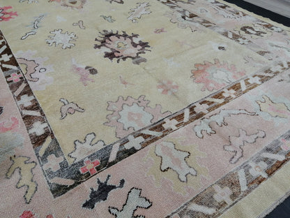 Vintage OUSHAK RUG, 12.6 x 8.6 Oushak Rug, Vintage Oushak Rug Wool Oushak Rug Hand Made Rugs, Authentic Oushak Rug