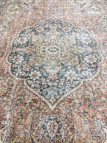 Muted Large Handmade RUG 7.8 x 11.8 TURKISH Rug Vintage Oushak Rug Muted Vintage Rug Wool Persian Rug Hand Knotted Rug Vintage 8x12 Rug