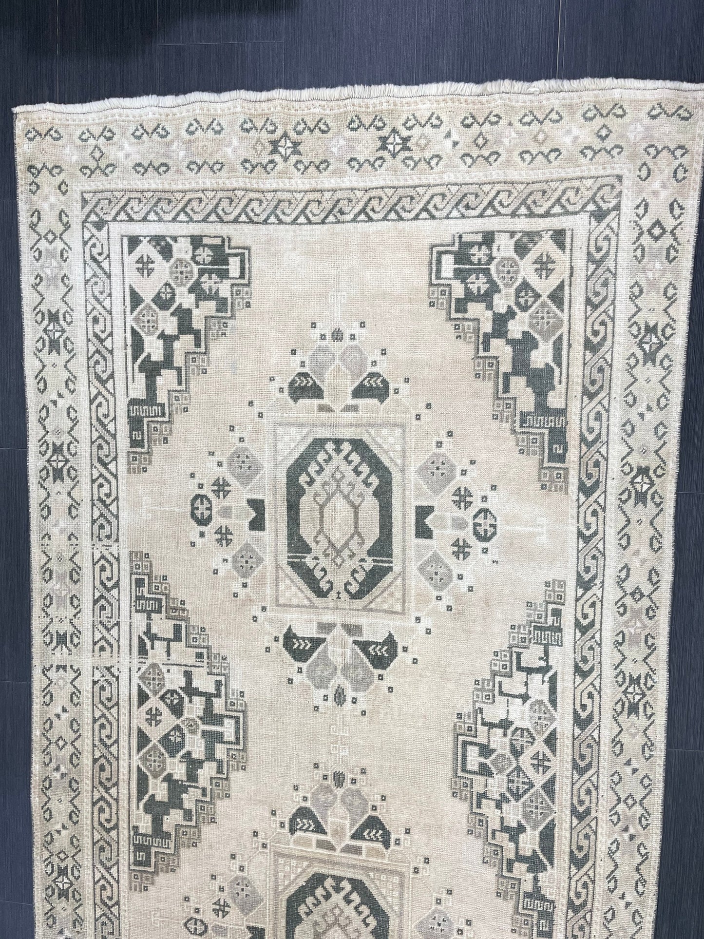 Muted Handmade Rug TURKISH Vintage 4.2 x 11 Rug Vintage Oriental Rug Vintage Rug Wool Hand Knotted 4x11 Rug OUSHAK Rugs Vintage Turkish Rug