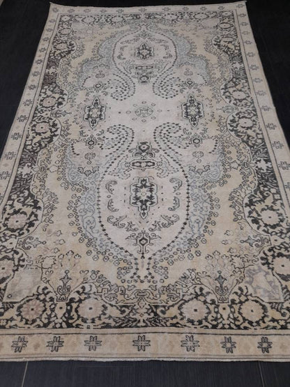 WOOL RUG Vintage 6 x 9.7 Rug Turkish Oushak  Rug, Hand Knotted Rug Persian Living Room Rug Oriental Rug Farmhouse Rug Knotted Rug 6x10 rug