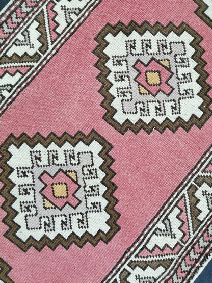 Pink Oushak Runner Rug 12.6 x 2.7 Vintage Runner Rug Wool Vintage Runner Hallway Runner Rug Kitchen Runner Rug New Hand Knotted Rug