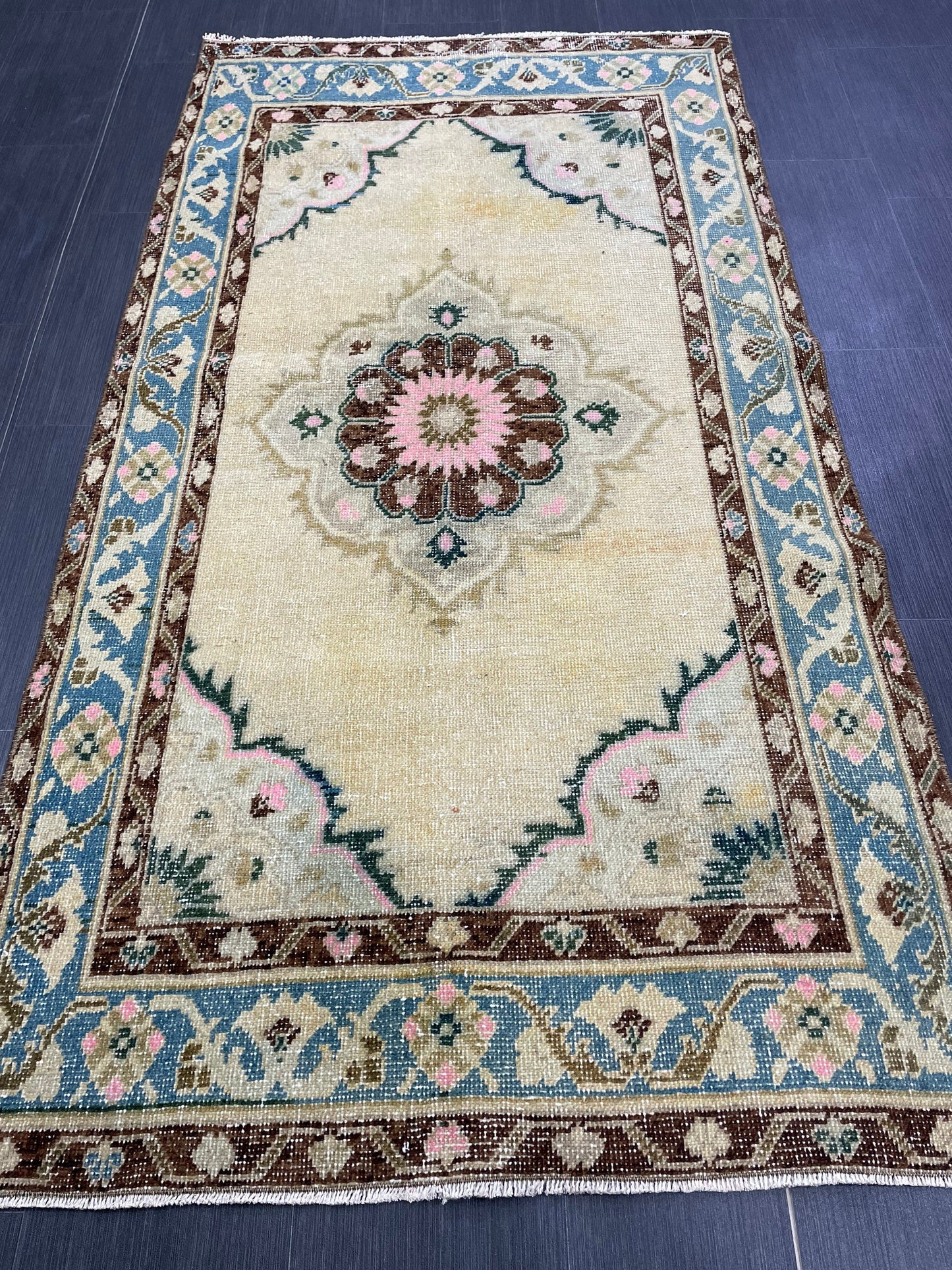 Handmade Oushak 3.5 x 6.7 Rug Handmade Rug Turkish Rug Hand Knotted Rug Muted Turkish Rug, Farmhouse Rug, Vintage Rug, Wool rug