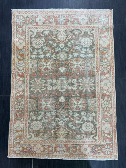 Wool Handmade 3 x 4.5 Rug, Persian Rug, Turkish Rug, Hand Knotted Wool Rug, Vintage Rug, Oushak Rug