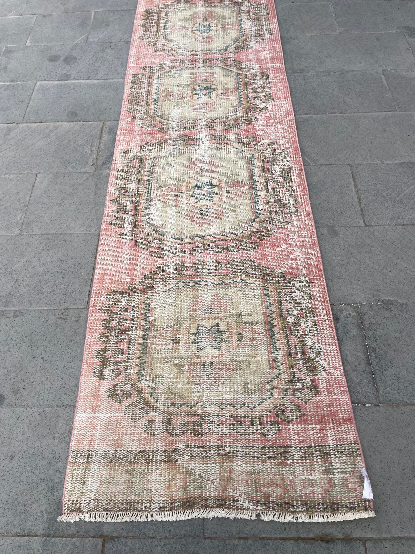 Muted Hand Knotted Extra Long Turkish Runner Distressed 2.4 x 18.6 Stairs Runner Rug Vintage Runner Rug XL Oriental Runner Staircase Runner