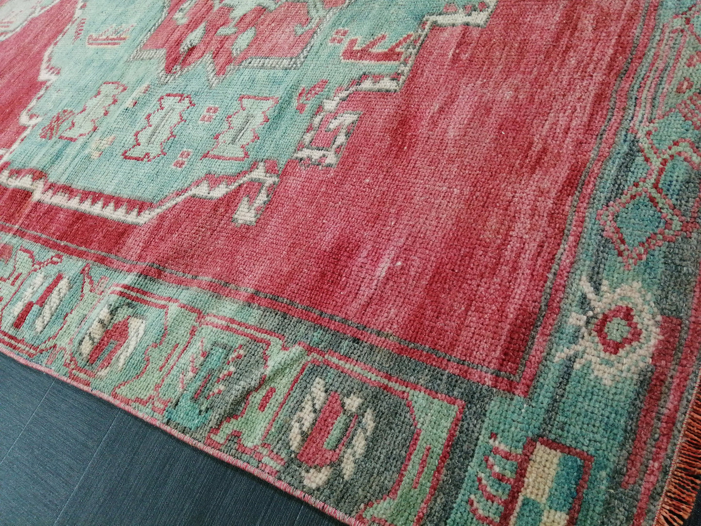 Oushak Runner Rug 12.4 x 4.9 Turkish Runner Rug Muted Vintage Runner Rug Hallway Runner Rug Kitchen Runner Rug Wool Runner Rug